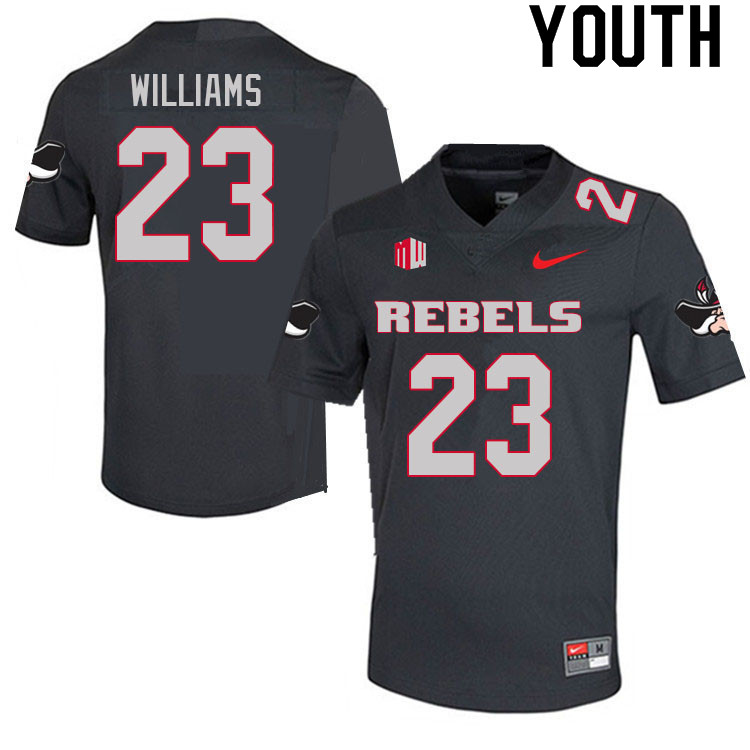Youth #23 Jerrae Williams UNLV Rebels College Football Jerseys Sale-Charcoal